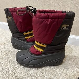 Sorel Youth Snow Winter Boots Kids Size 4 Maroon NY1799-228 Slip On Insulated,